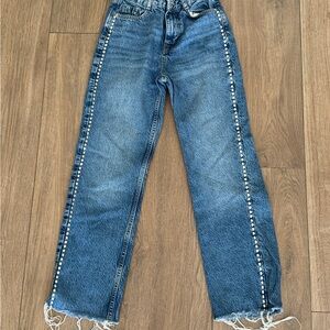 Zara Blue Jeans with Round Stud Embellishments